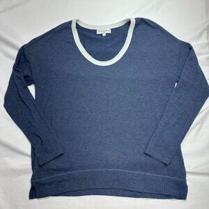Michael Stars Long Sleeve Lightweight Sweater Size Small Blue with White Collar